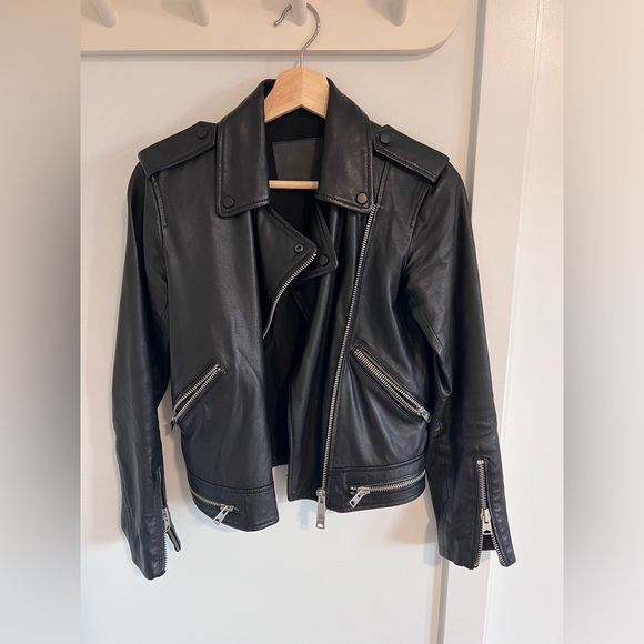 All Saints Black Leather Jacket - Picture 2 of 6
